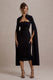 Linden | Czarna sukienka midi typu bodycon z rękawami typu pelerynka