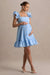 Dolly Daze | Błękitna Babydoll Sukienka Ciążowa Mini z bufiastymi rękawami