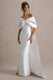 Wanting More | Off White Satynowa Sukienka Maxi z Dużą Kokardą i Pelerynką